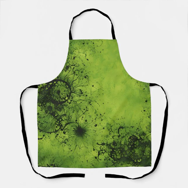 Tablier Grunge vert citron avec accents noirs (Recto)