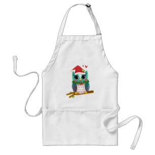 Tablier Gui de hibou de vacances de Père Noël de Noël