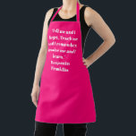 Tablier Guillemet personnalisé de phrase de nom personnali<br><div class="desc">Personnalisé moderne élégant fuchsia rose chaud et blanc nom de phrase de texte personnalisé citent Apron. Idéal pour cuisiniers, chefs, poteries, céramiques, artisanat, travail, cuisine, boulangerie, barbecue, grill, mais aussi pour les entreprises et les magasins, etc</div>