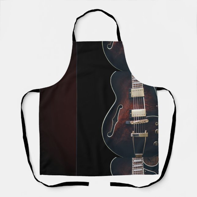 Tablier Guitare Électrique Sur Fond Noir (Recto)