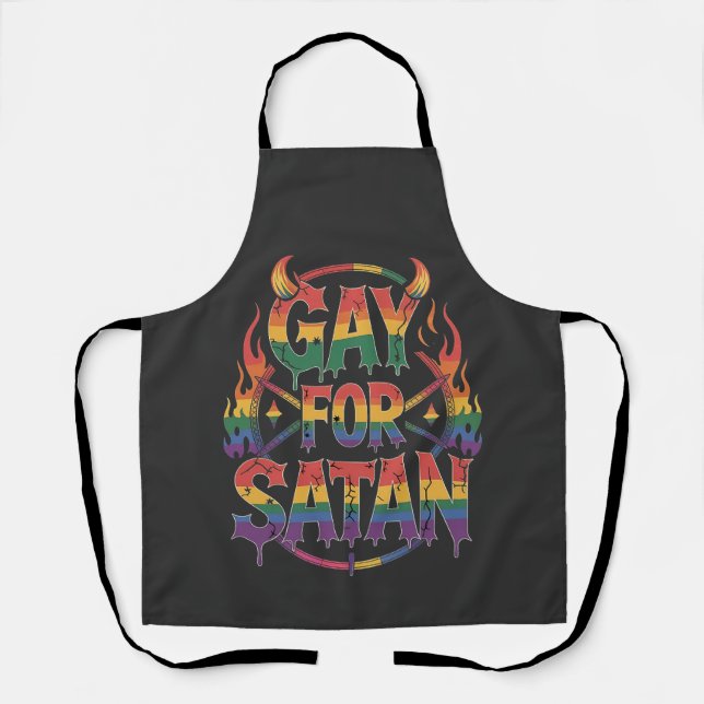 Tablier Hail Gay Satan Rainbow Baphomet Devil Goat LGBTQ (Recto)