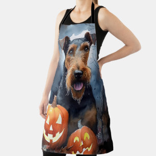 Tablier Halloween Airedale Avec Peur Citrouille