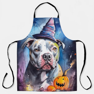 Tablier Halloween American Staffordshire avec citrouilles