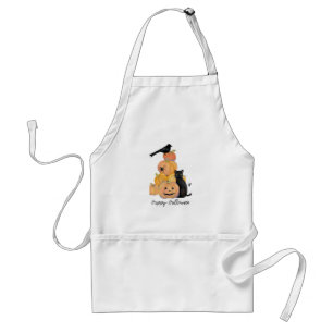 Tablier Halloween avec Citrouille et chat noir