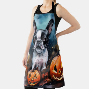 Tablier Halloween Boston Terrier avec la peur Citrouille