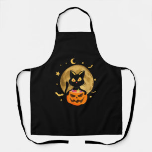 Tablier Halloween Chat noir Citrouille effrayant sur la lu