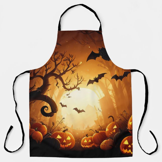 Tablier Halloween/chauve-souris/Citrouille/automne (Recto)