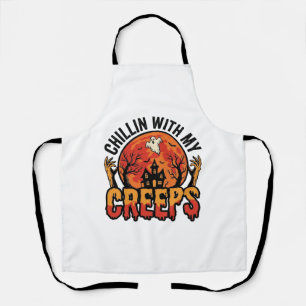 Tablier Halloween Chillin avec mes Creeps Vintage T-Shirt 