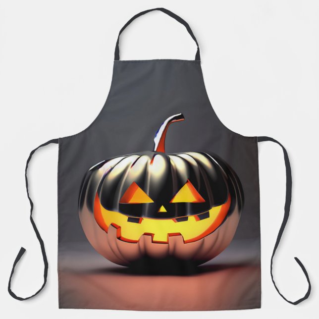 Tablier Halloween Citrouille brillant (Recto)