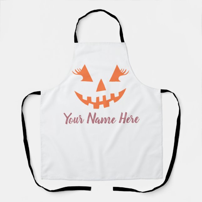 Tablier Halloween Citrouille Jack-o'-lantern fille personn (Recto)
