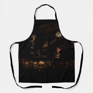 Tablier Halloween crânes gothiques au cimetière