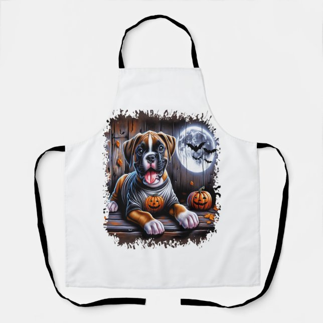 Tablier Halloween de chien de boxe (Recto)
