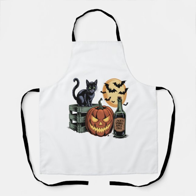 Tablier Halloween de la bière de chat citrouille (Recto)