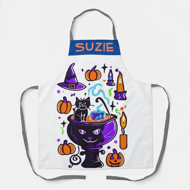 Tablier Halloween Doodle Apron - mignon cadeau Cuisine Éff (Recto)