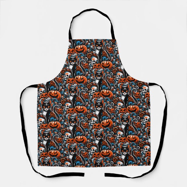 Tablier Halloween Eerie Cat Skuls (Recto)