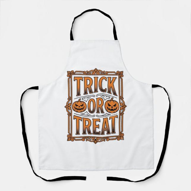 Tablier Halloween Farce Friandise Citrouilles Crânes Gravu (Recto)