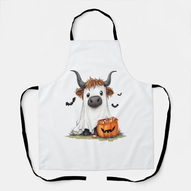 Tablier Halloween Ghost Highland Cow PNG (Recto)