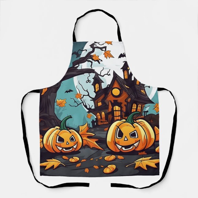 Tablier Halloween Golden Autumn Aprons, Citrouilles Feuill (Recto)