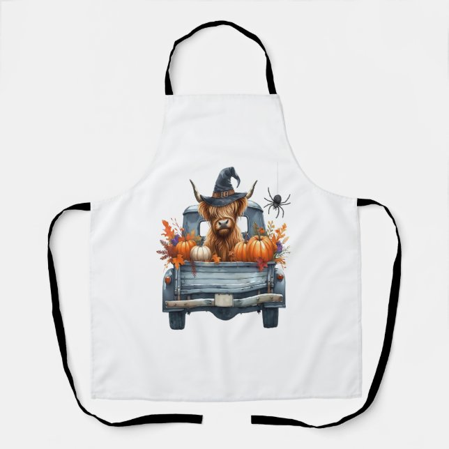 Tablier Halloween Highland Cow automne (Recto)