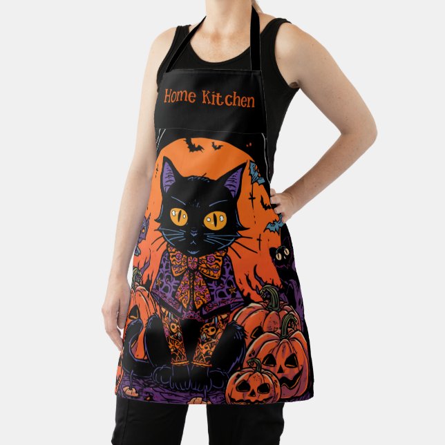 Tablier Halloween,Le rôdeur du champ de citrouilles,Chat n (Insitu)