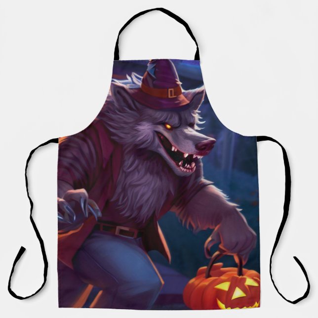 Tablier Halloween/loup-garou/automne/automne (Recto)