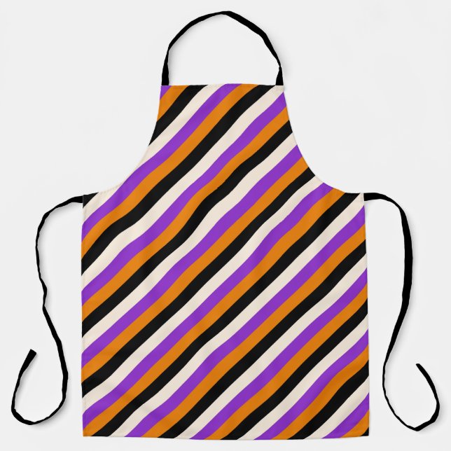 Tablier Halloween Orange Violet Noir Rayure (Recto)