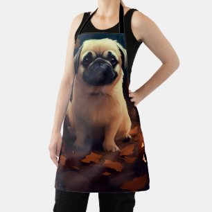 Tablier Halloween Pekingese Avec Peur Citrouille