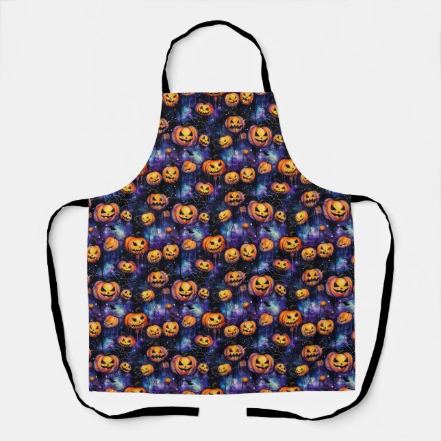 Tablier Halloween Scanner Jack-o'-lantern orange noir (Recto)
