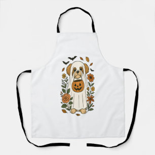 Tablier Halloween Shih Tzu avec des fleurs d'automne