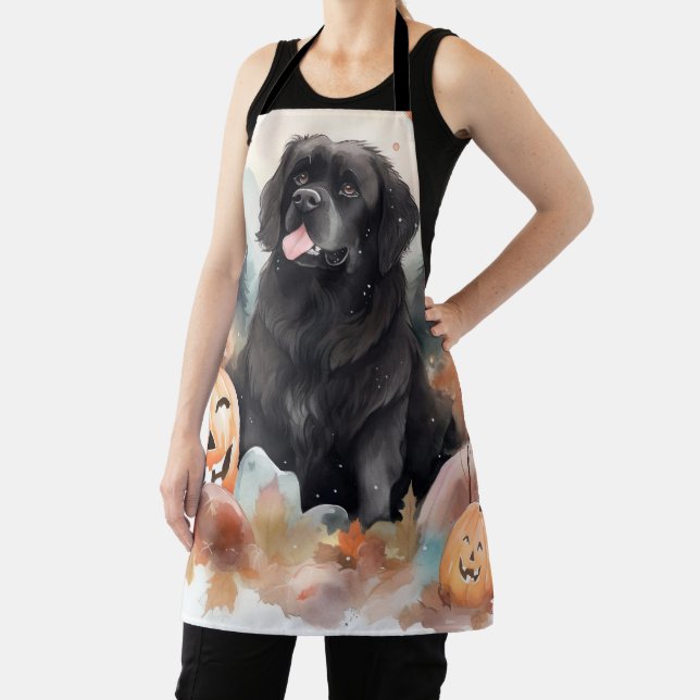 Tablier Halloween Terre-Neuve avec la peur Citrouille (Insitu)