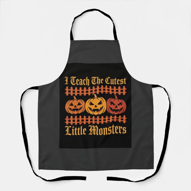 Tablier Halloween Trick Or Treat Petits Monstres Citrouill (Recto)