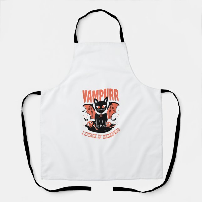Tablier Halloween Vampire - Attaques de chat Vampire à la  (Recto)