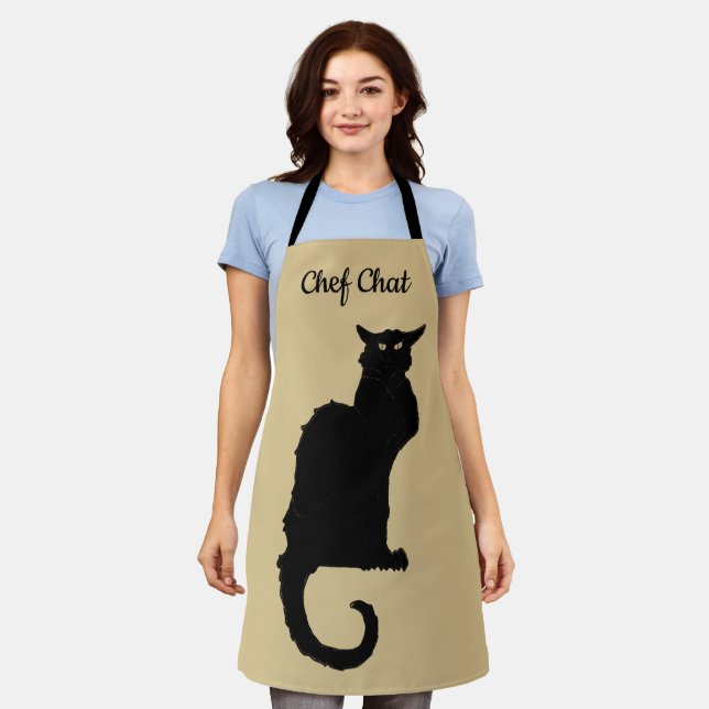 Tablier Halloween vintage, Chat noir Art Nouveau Éffrayant (Porté)