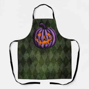 Tablier Halloween violet Citrouille Grunge vert