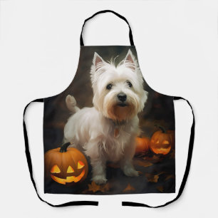 Tablier Halloween West Highland White Terrier Citrouilles