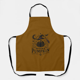 Tablier Halloween Witch Casquette et Citrouille Design Mag