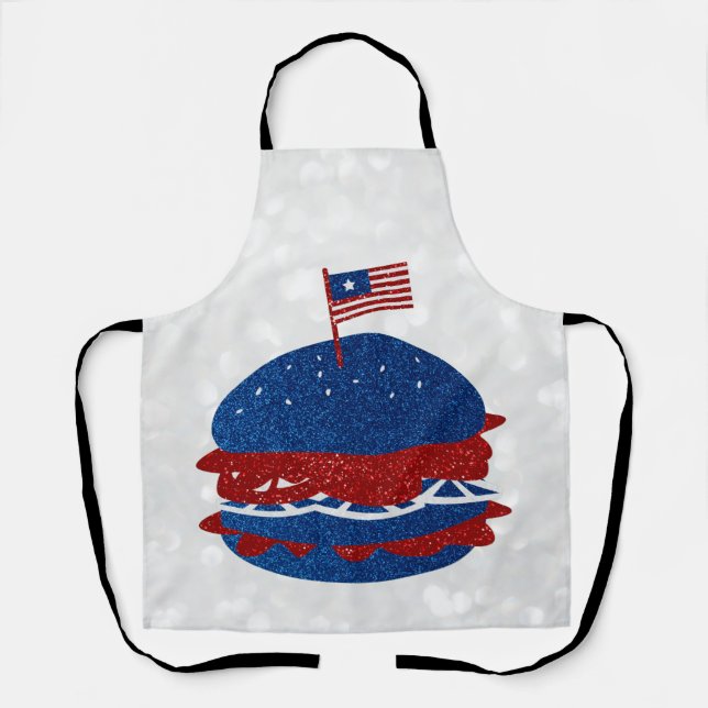 Tablier Hamburger 4 juillet Paillettes (Recto)