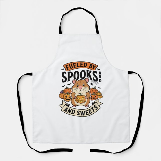 Tablier Hamster d'Halloween alimenté par les fantômes Drôl (Recto)