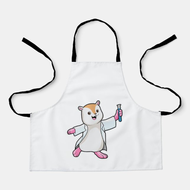 Tablier Hamster en tant que scientifique avec tube d'essai (Recto)