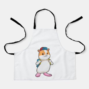 Tablier Hamster en tant qu'étudiant avec sac à dos et Casq