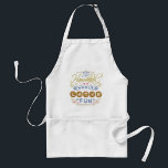 Tablier Hanoukka est un amusement entier de Latke drôle<br><div class="desc">Ce tablier de Hanoukka comporte l'expression humoristique,  "Hanoukka est un amusement entier de latke." La conception inclut des dessins des dreidels,  d'un menorah,  de l'étoile de David et de plus d'embellissements. La palette de couleurs est gris-bleue,  rouge-clair,  or et brun.</div>