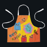 Tablier Hanoukka Happy Bright Art<br><div class="desc">Hanoukka Happy Bright Art Apron. Personnalisez en supprimant du texte et en ajoutant le vôtre. Utilisez votre style de police, votre couleur et votre taille préférés. Assurez-vous de choisir la taille et la couleur de la sangle. Tous les éléments de conception peuvent être transférés à d'autres produits Zazzle et édités....</div>
