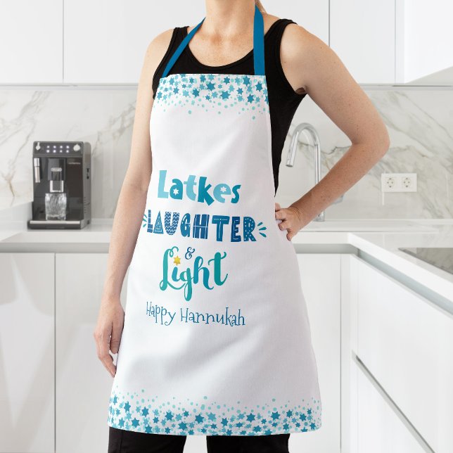 Tablier Hanoukka Latkes Rire Lumière Typographie moderne (Créateur téléchargé)