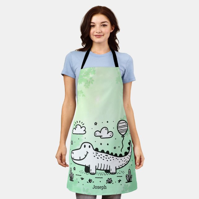 Tablier Happy Alligator avec ballon - Cute Nursery Art (Porté)