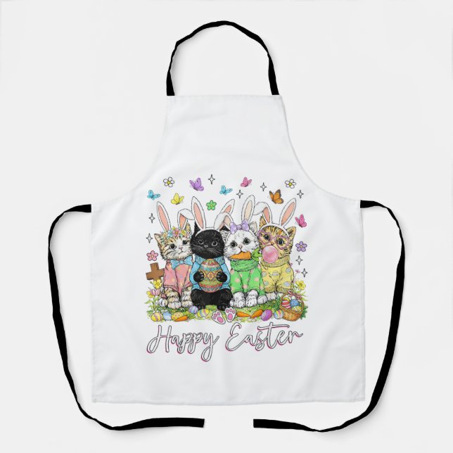 Tablier Happy Easter Cute Cat Lover Bunny Easter Day Women (Recto)