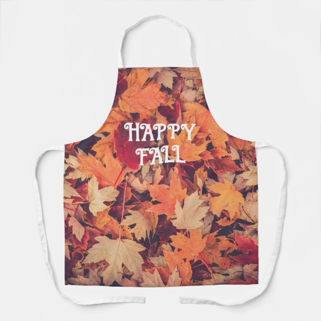Tablier Happy Fall Autumn Leaves Cozy All-Over Print Apron (Recto)