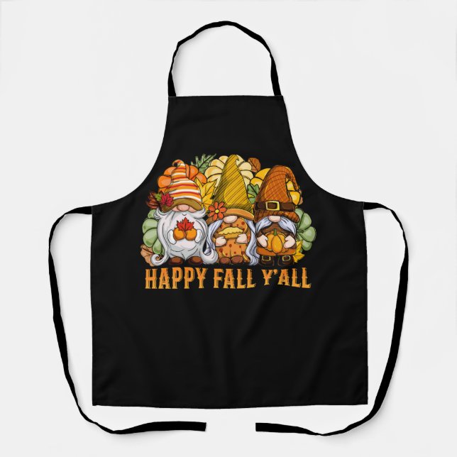 Tablier Happy Fall Y'all Automne Gnomes Citrouille Spice F (Recto)
