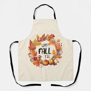 Tablier Happy Fall Y'all - Citrouille & Autumn Leaves Wrea