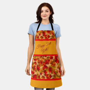 Tablier Happy Fall Y'All - Colorful Maple Feuille Foliing