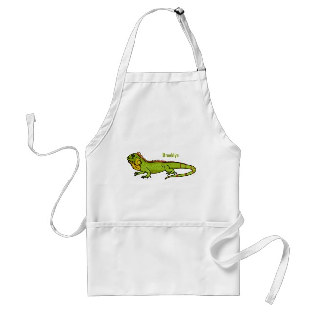 Tablier Happy green iguana cartoon (Devant)